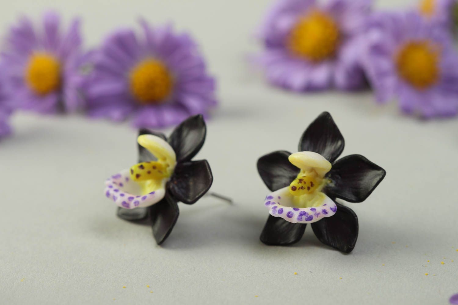 Ohrringe Stecker handmade Blumen Ohrringe hochwertiger Modeschmuck bunt foto 1