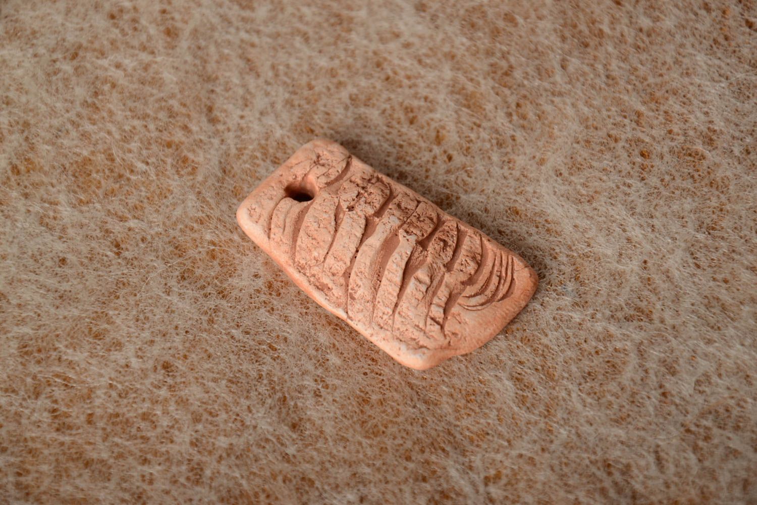 Squared handmade relief clay blank for pendant making DIY jewelry photo 1