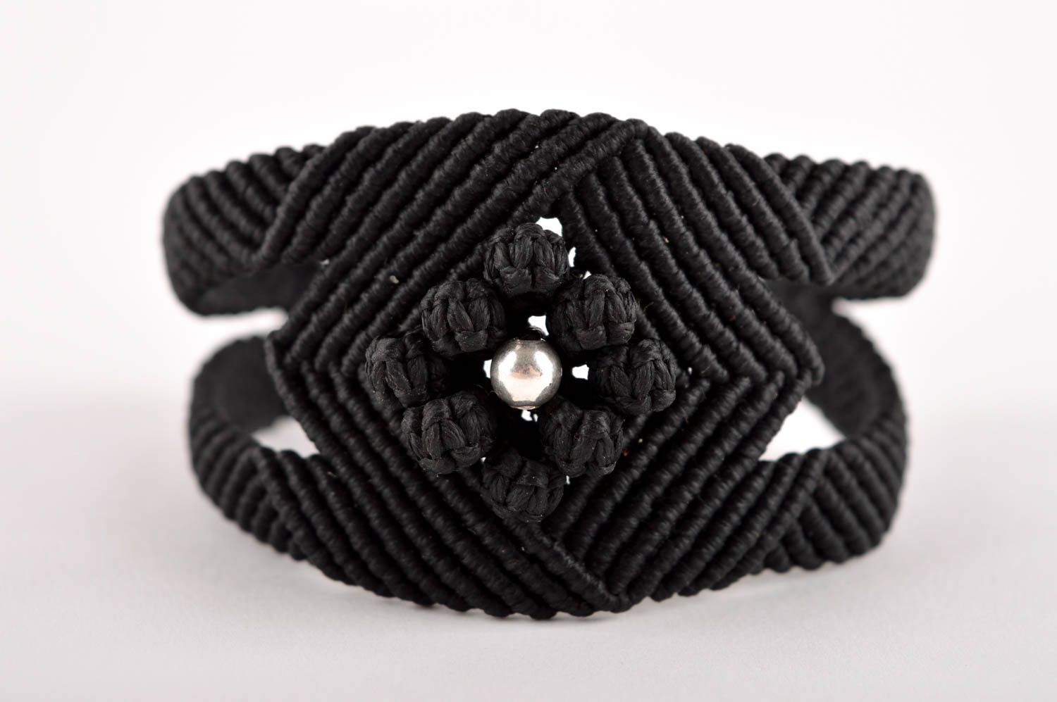 Makramee Armband handgefertigt Geschenk für Frauen Designer Schmuck schwarz foto 3