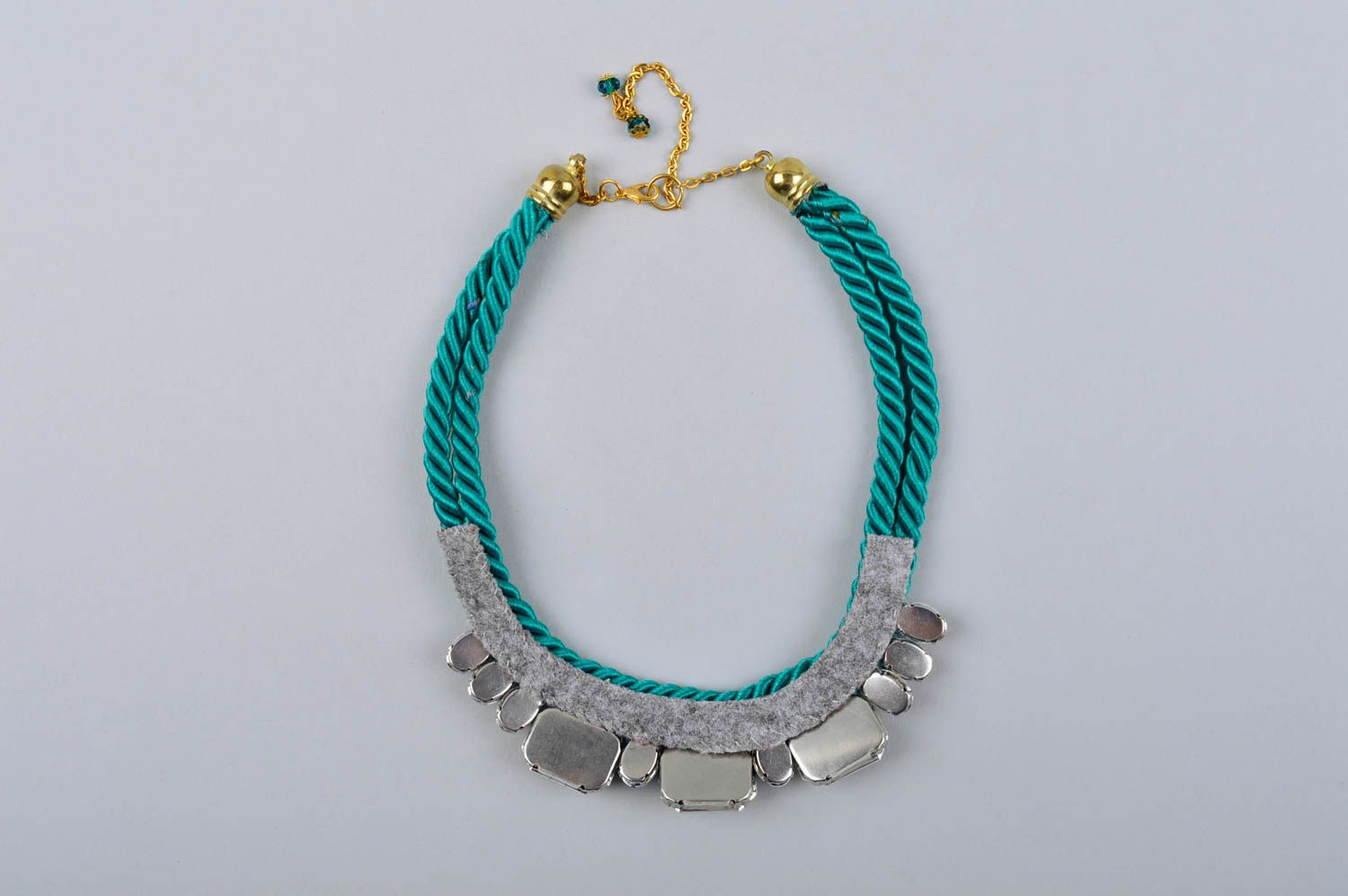 Collar hecho a mano regalo original para mujer bisuteria fina de color turquesa foto 5