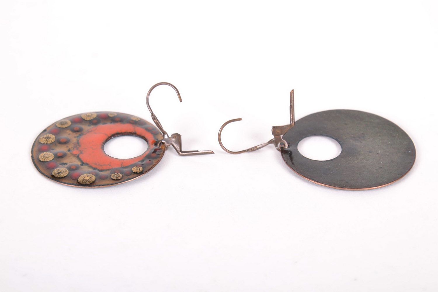 Large copper earrings   photo 1