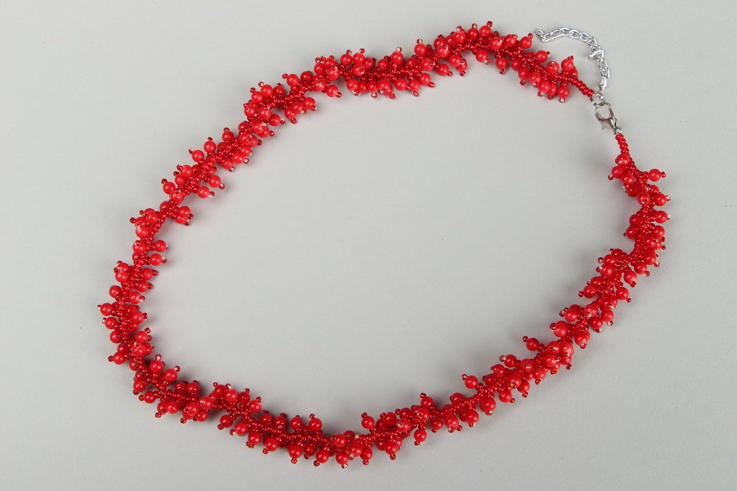Coral necklace with Czech beads photo 3