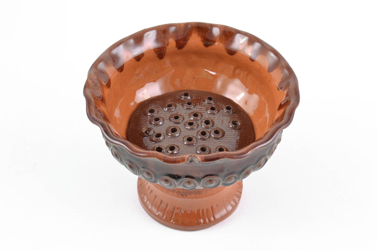 Настольная ваза с отверстиями для икебаны необычная глиняная ручной работы  фото 5
