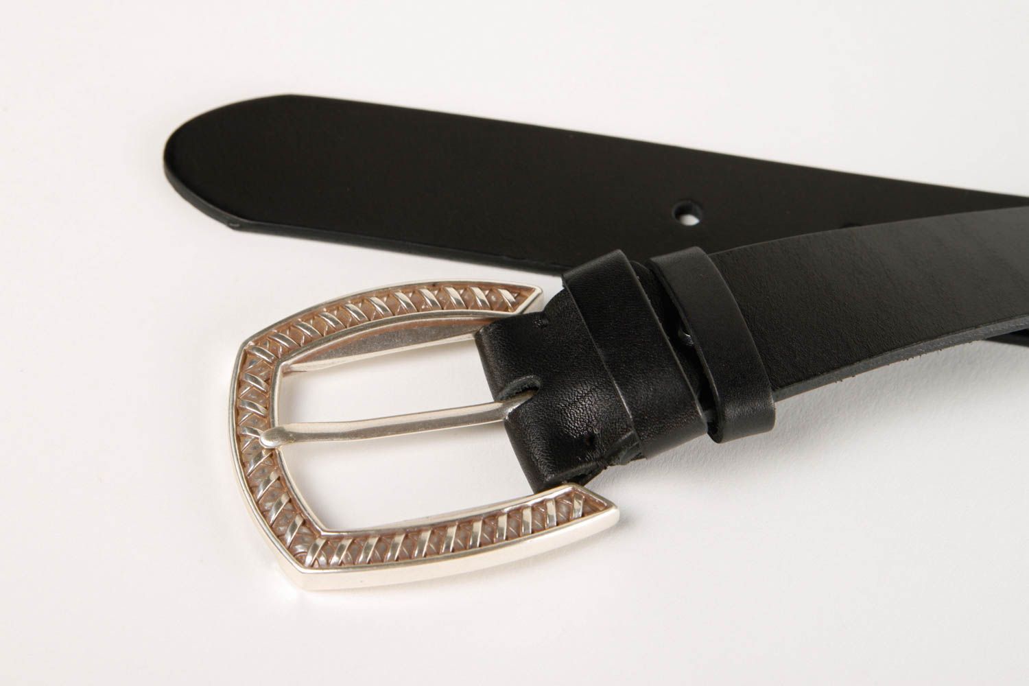Handmade leather belt for men designer accessory black belt for men gift ideas photo 4