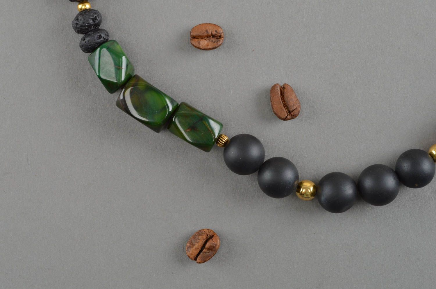 Handmade lava beads long necklace handmade necklace jewelry womens accessories photo 3