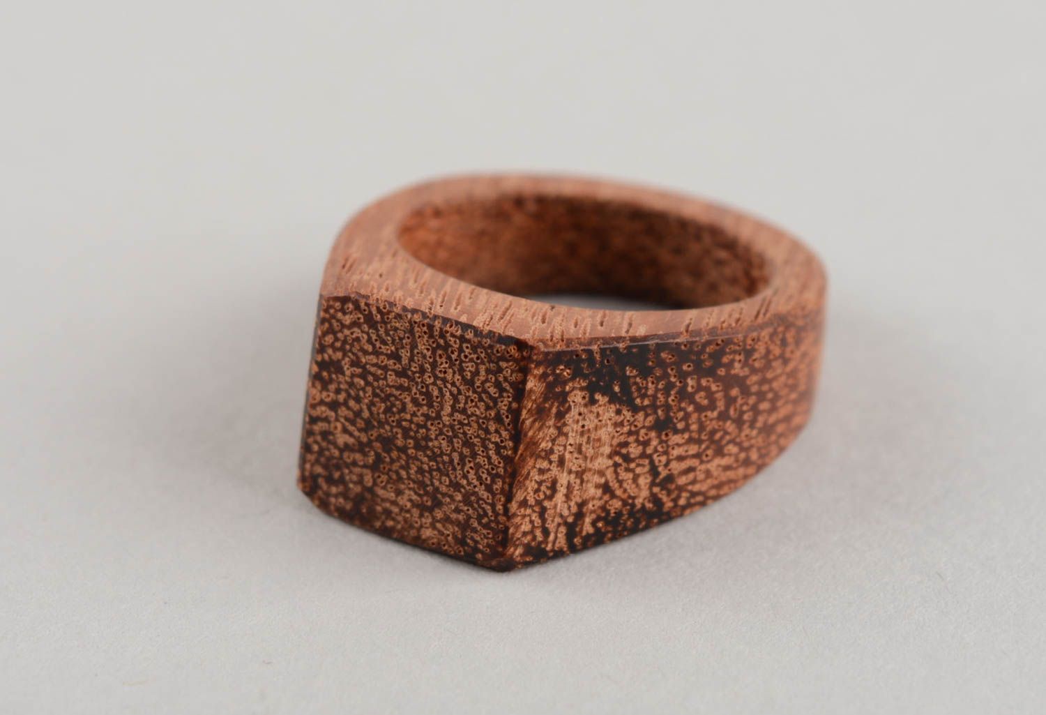 Handmade designer laconic wooden carved eco friendly jewelry ring unisex jewelry photo 3