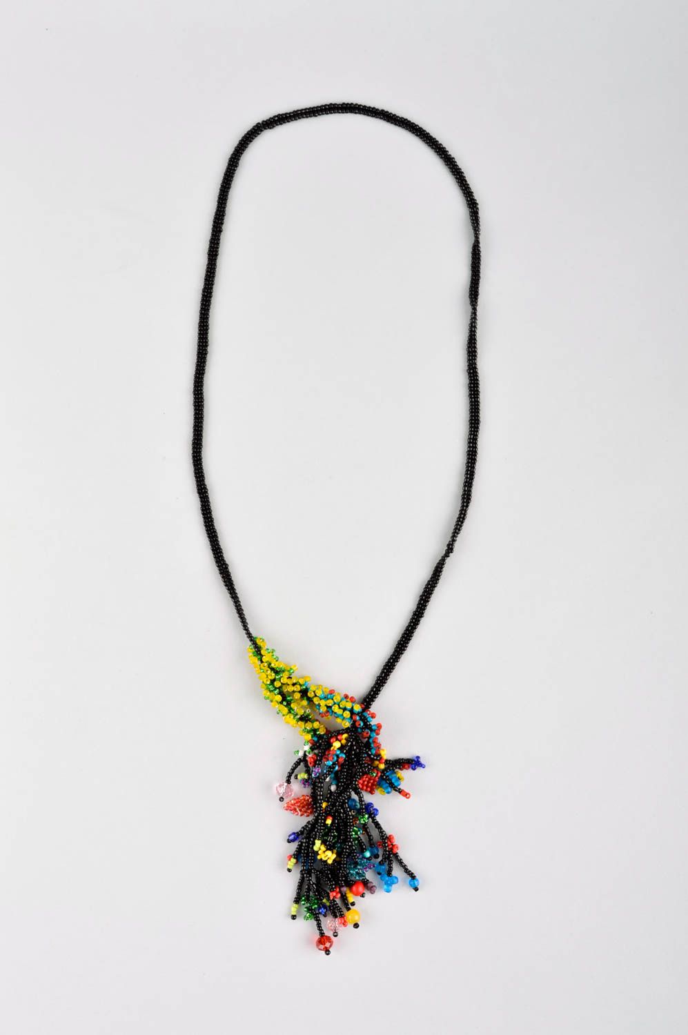Колье из бисера украшение ручной работы ожерелье из бисера стильное красивое фото 2