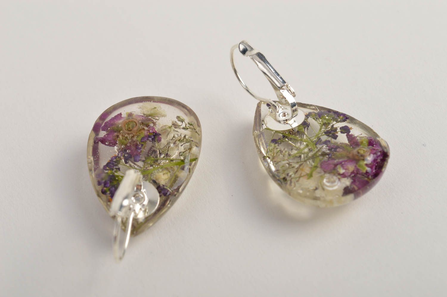 Handmade Blumen Ohrringe Schmuck mit echten Blüten Accessoire für Frauen Tropfen foto 3