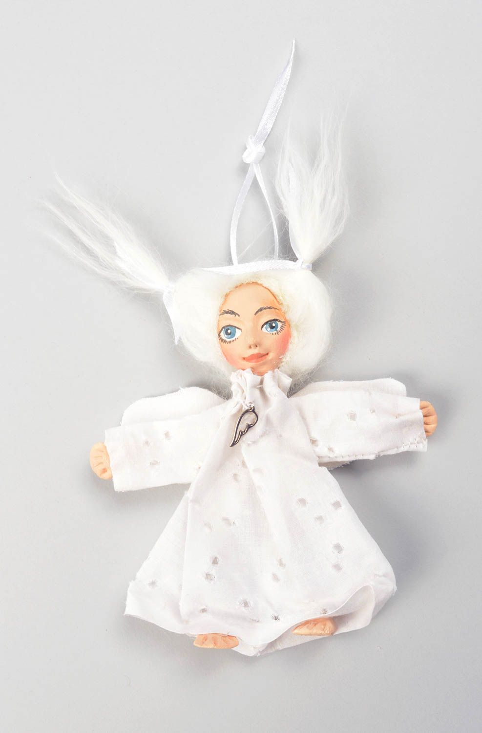 Handgefertigt Engel Figur Deko Hänger Wohnzimmer Deko in Weiß für Kinder foto 1