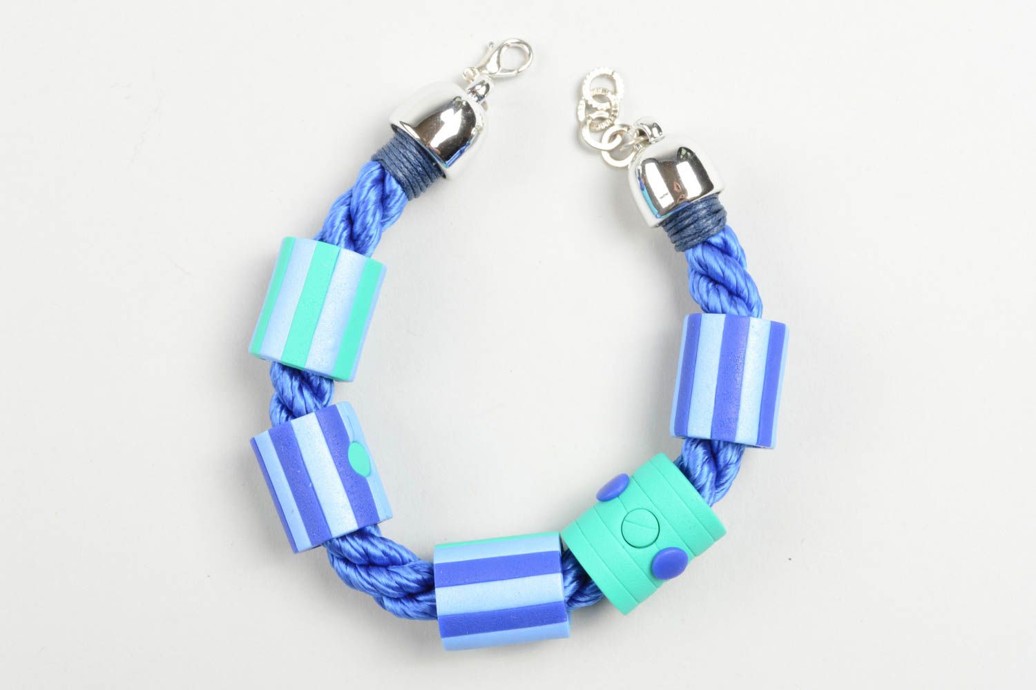 Handmade bracelet polymer clay jewelry beautiful blue bracelet designer jewelry  photo 2