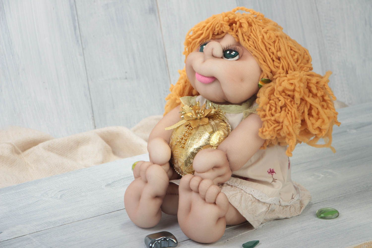 Чулочная кукла ручной работы мягкая красивая милая оригинальная для детей  фото 1