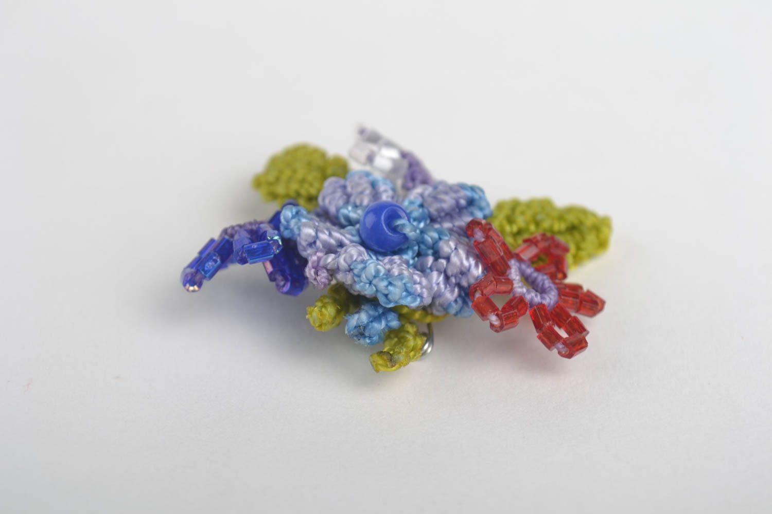 Украшение ручной работы брошь цветок плетеная брошь разноцветная макраме анкарс фото 3