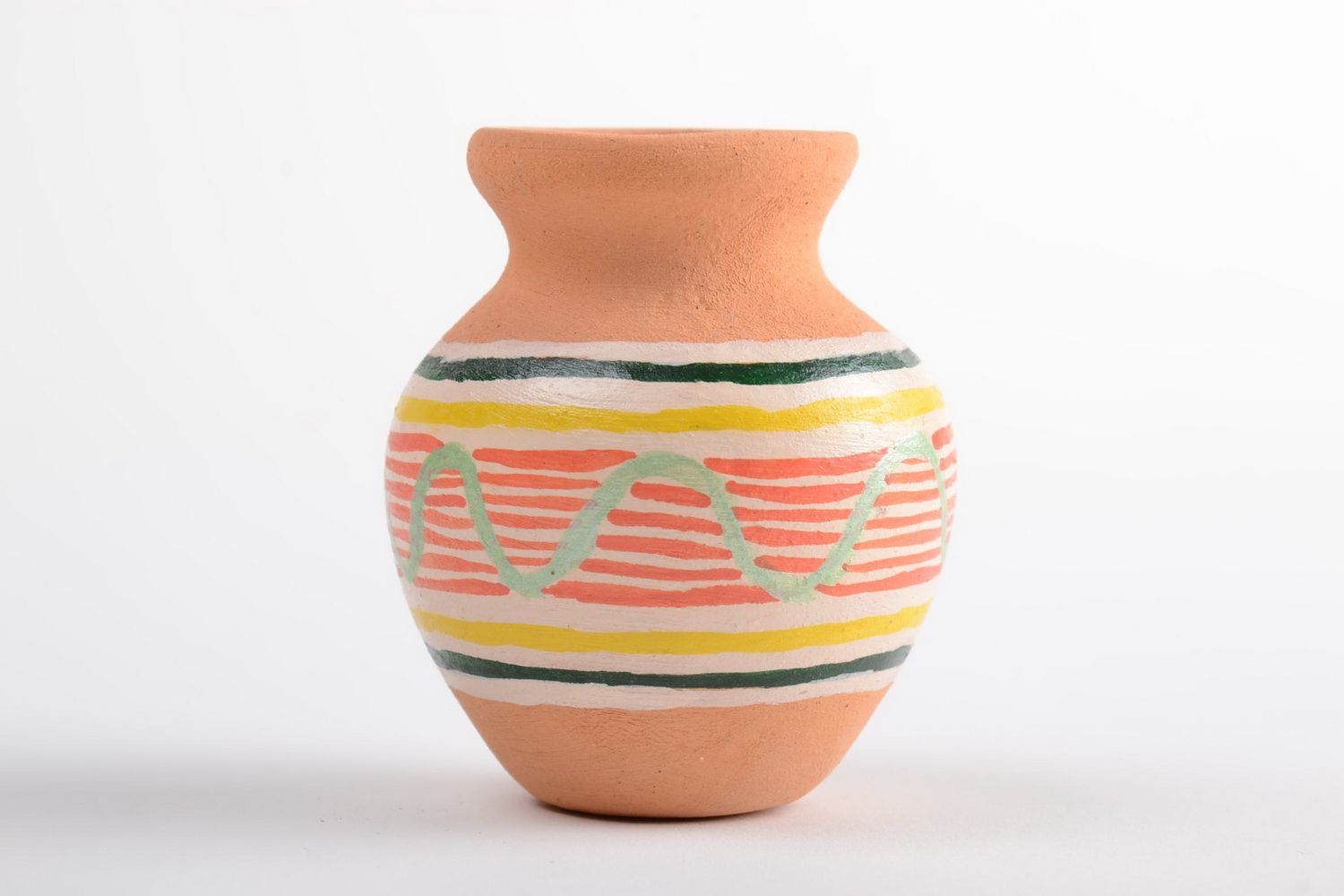 Petit vase décoratif en argile fait main avec peinture joli original 8 cl photo 2