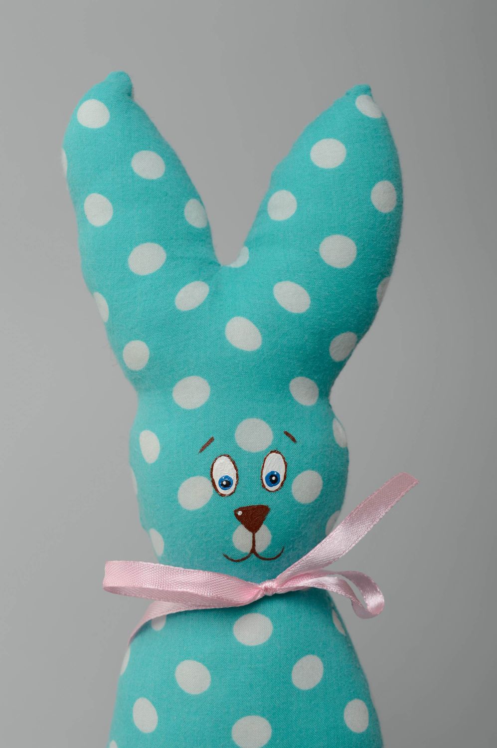 Handmade soft toy Turquoise Polka Dot Rabbit photo 2