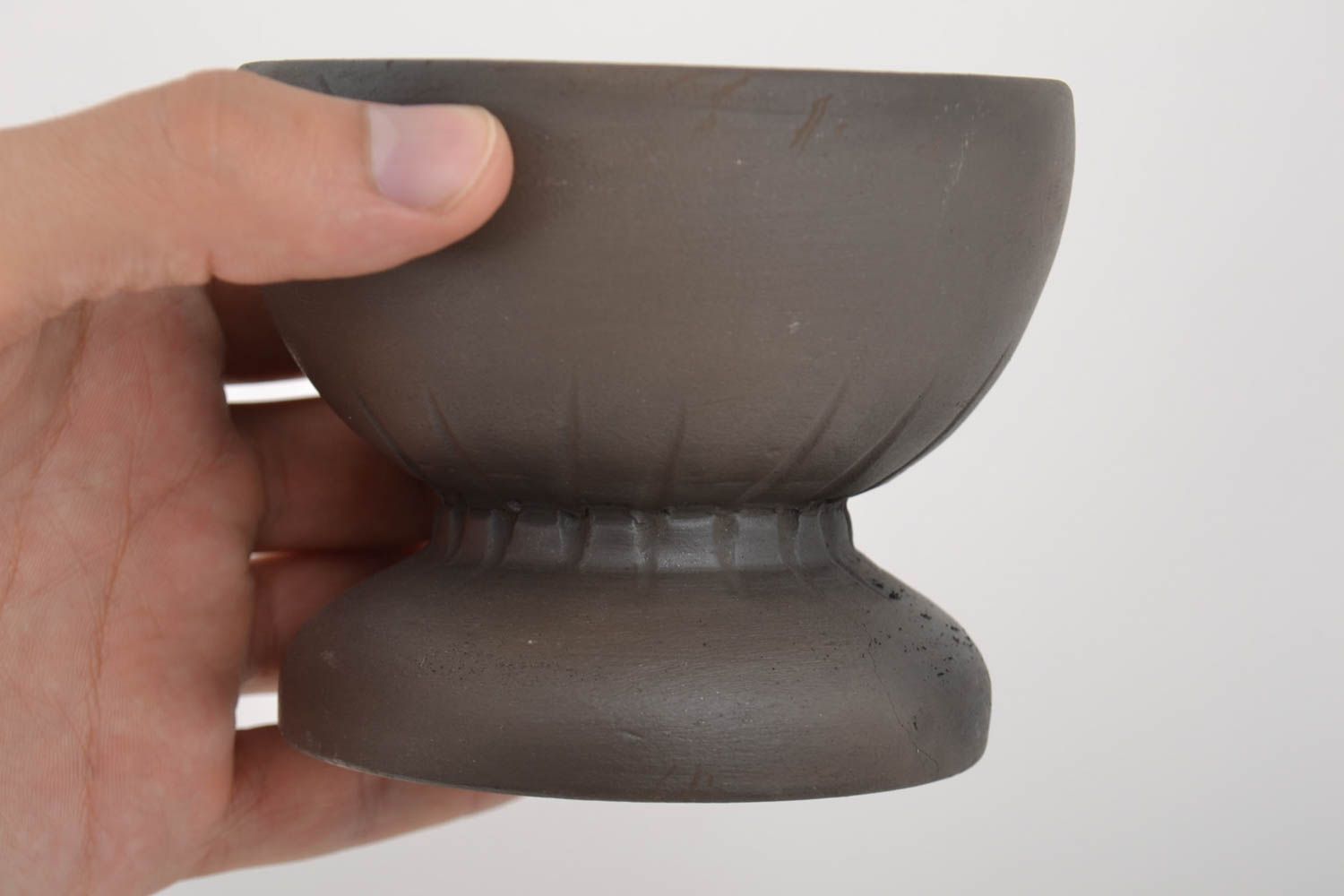 Originelle handgemachte kleine Schale aus Keramik schwarzgeräuchert 300 ml foto 2