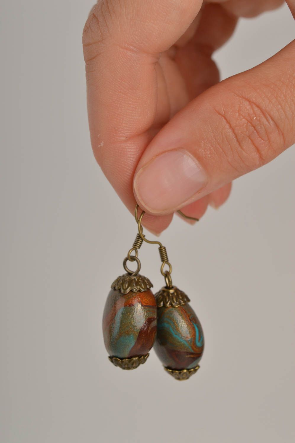 Handmade polymer clay earrings unusual stylish earrings elegant cute jewelry photo 2