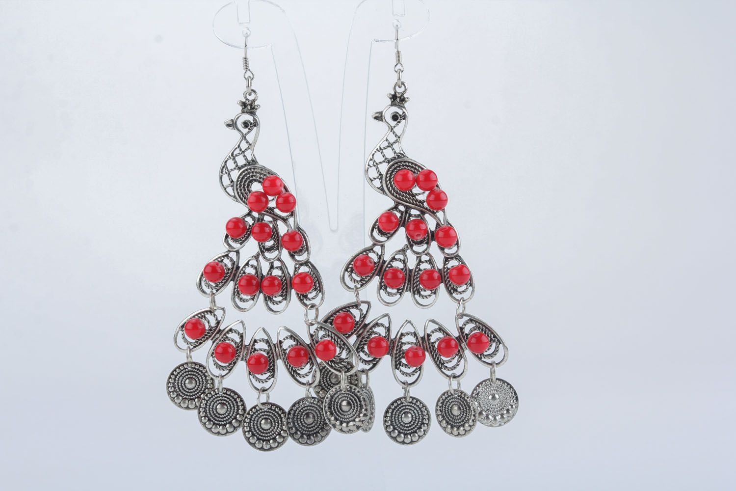 Earrings with coral charms Firebird photo 1