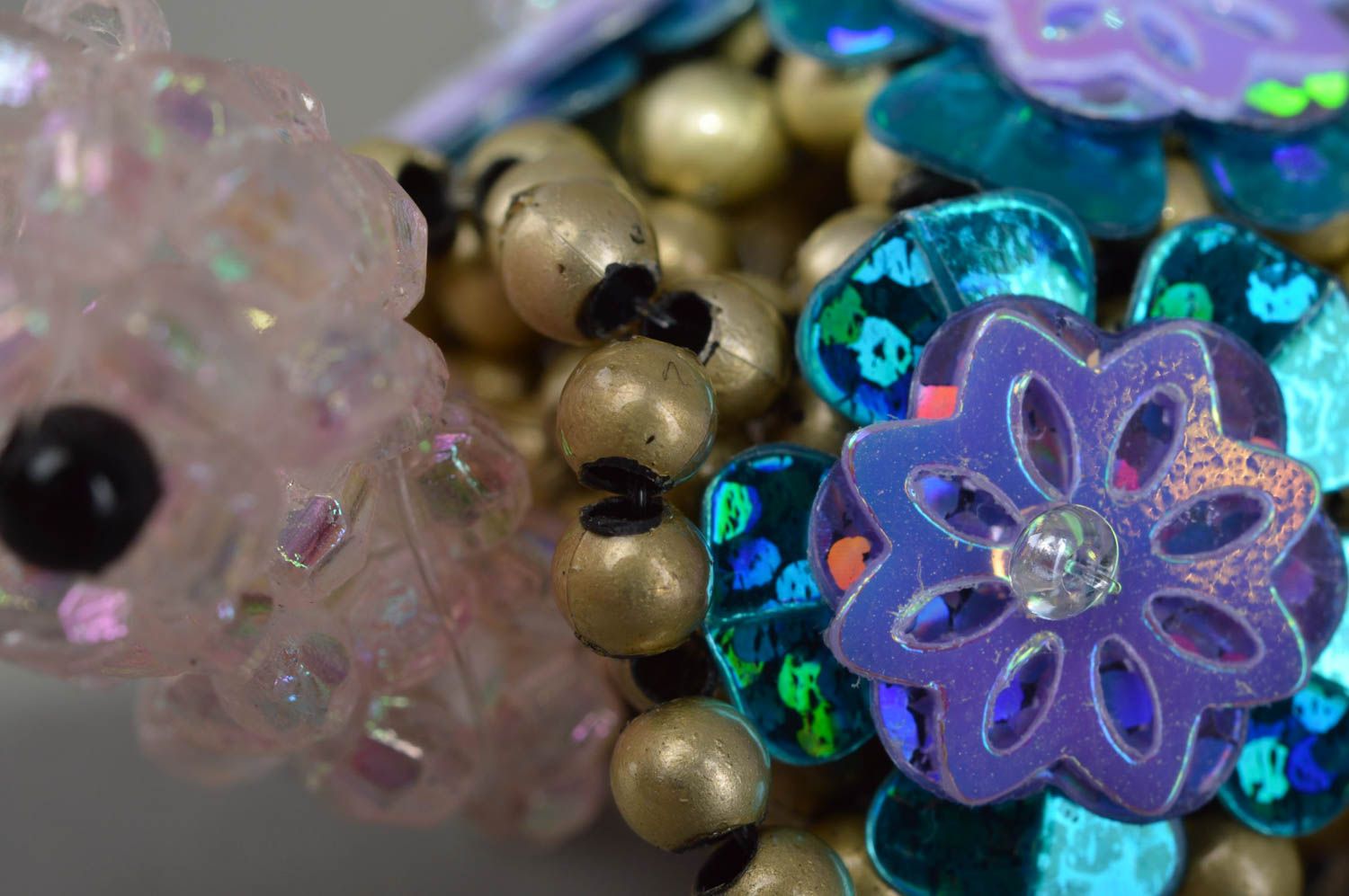 Beautiful handmade designer woven bead interior figurine of gold color Turtle photo 5