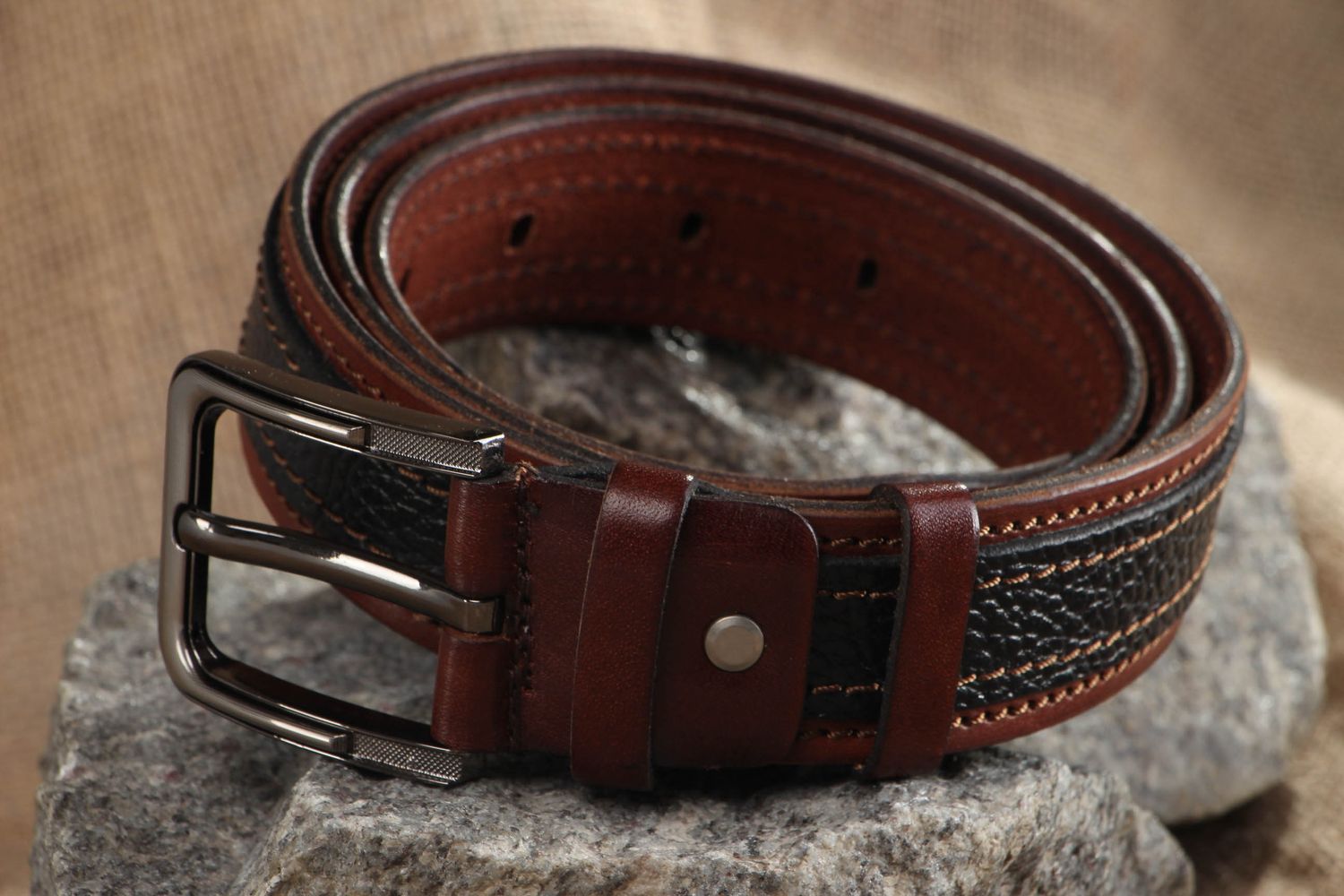 Men's leather belt of two colors photo 5