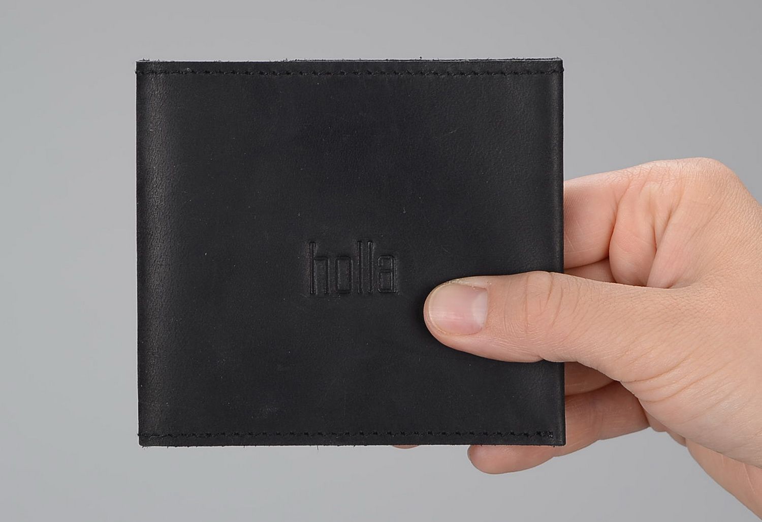 Бумажник из кожи черный фото 1