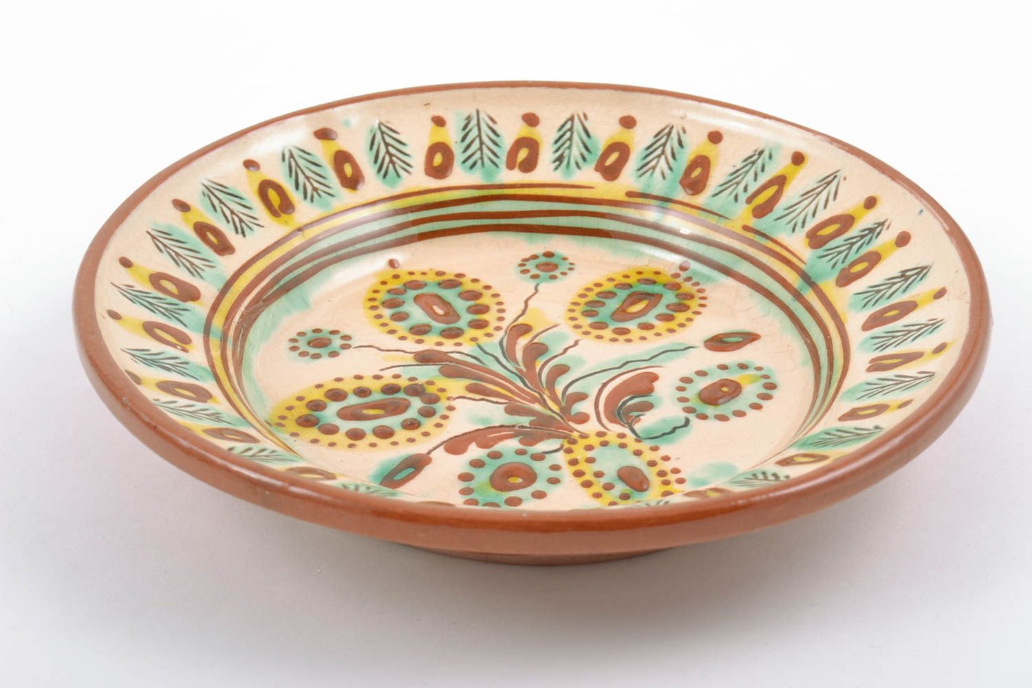 Декоративная настенная тарелка с росписью в этническом стиле ручная работа фото 4