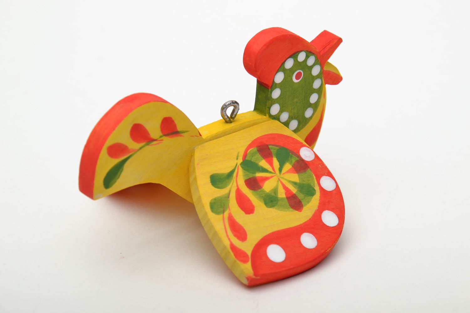 Wooden toy with Ukrainian ethnic painting Little Cock photo 3