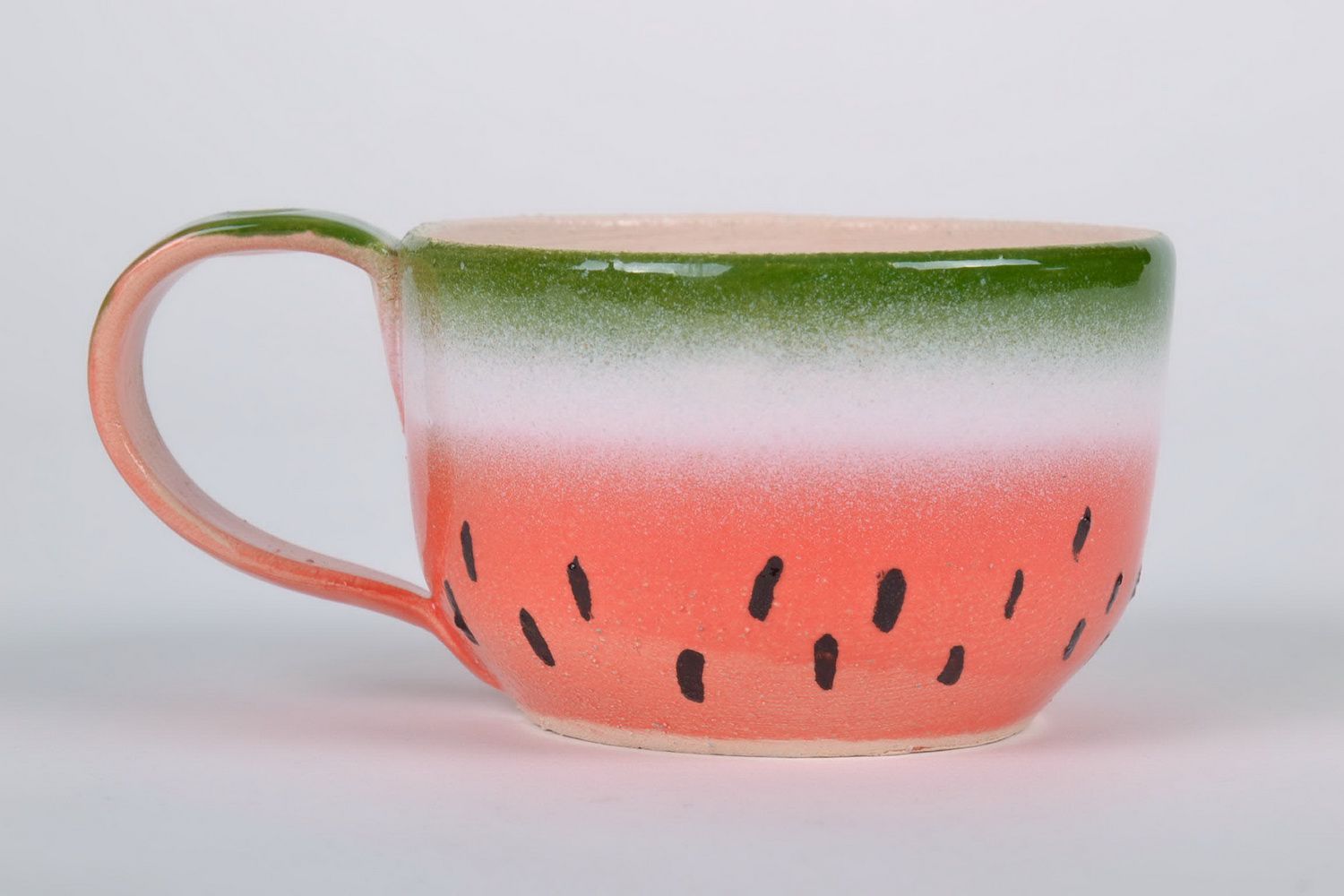 Porcelain 5 oz cup with handle and watermelon pattern photo 2