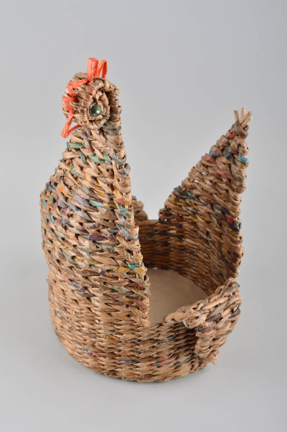Unusual handmade newspaper basket woven paper basket newspaper craft gift ideas photo 1