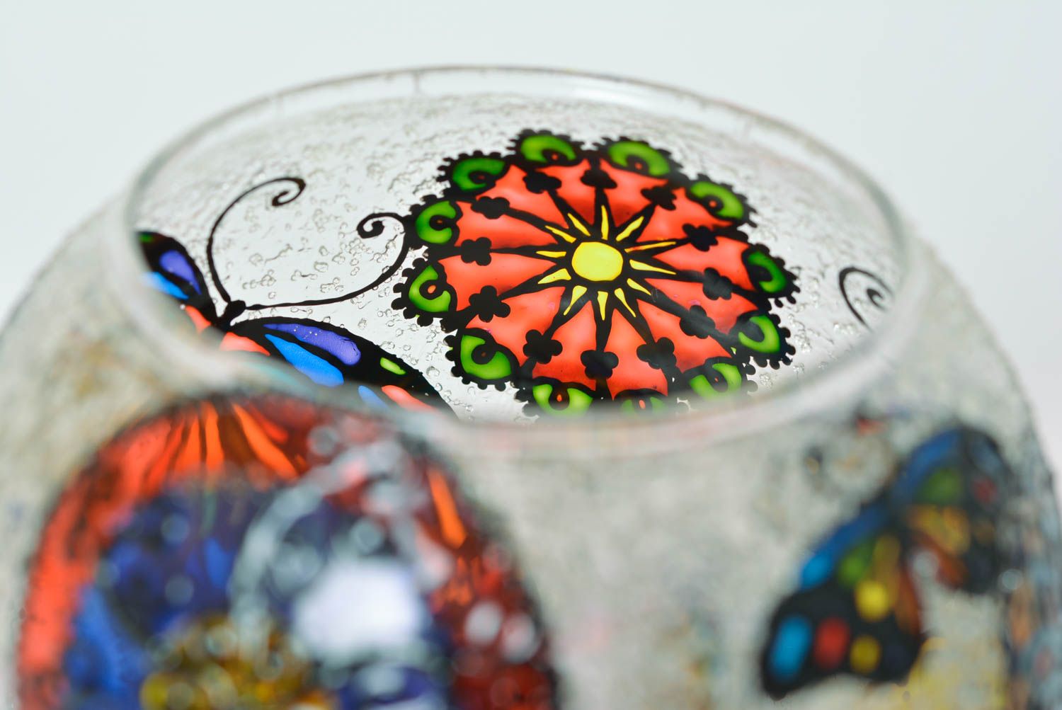 Vase handmade bemalte Vase Wohnzimmer Dekor Vase aus Glas farbenfreudig schön foto 4