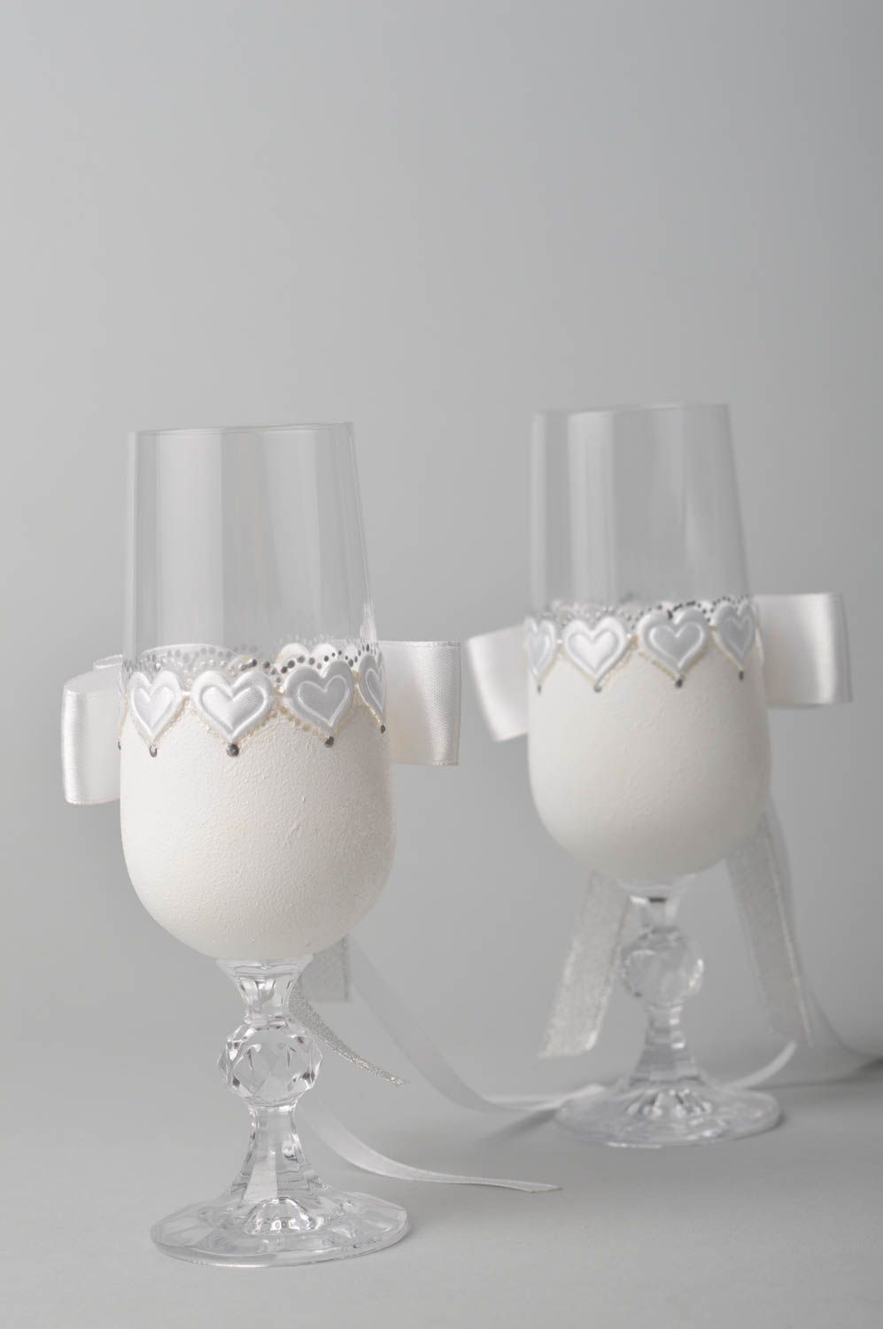Handmade Gläser Set Sektgläser zur Hochzeit Geschirr aus Glas 2 Stück schön foto 3