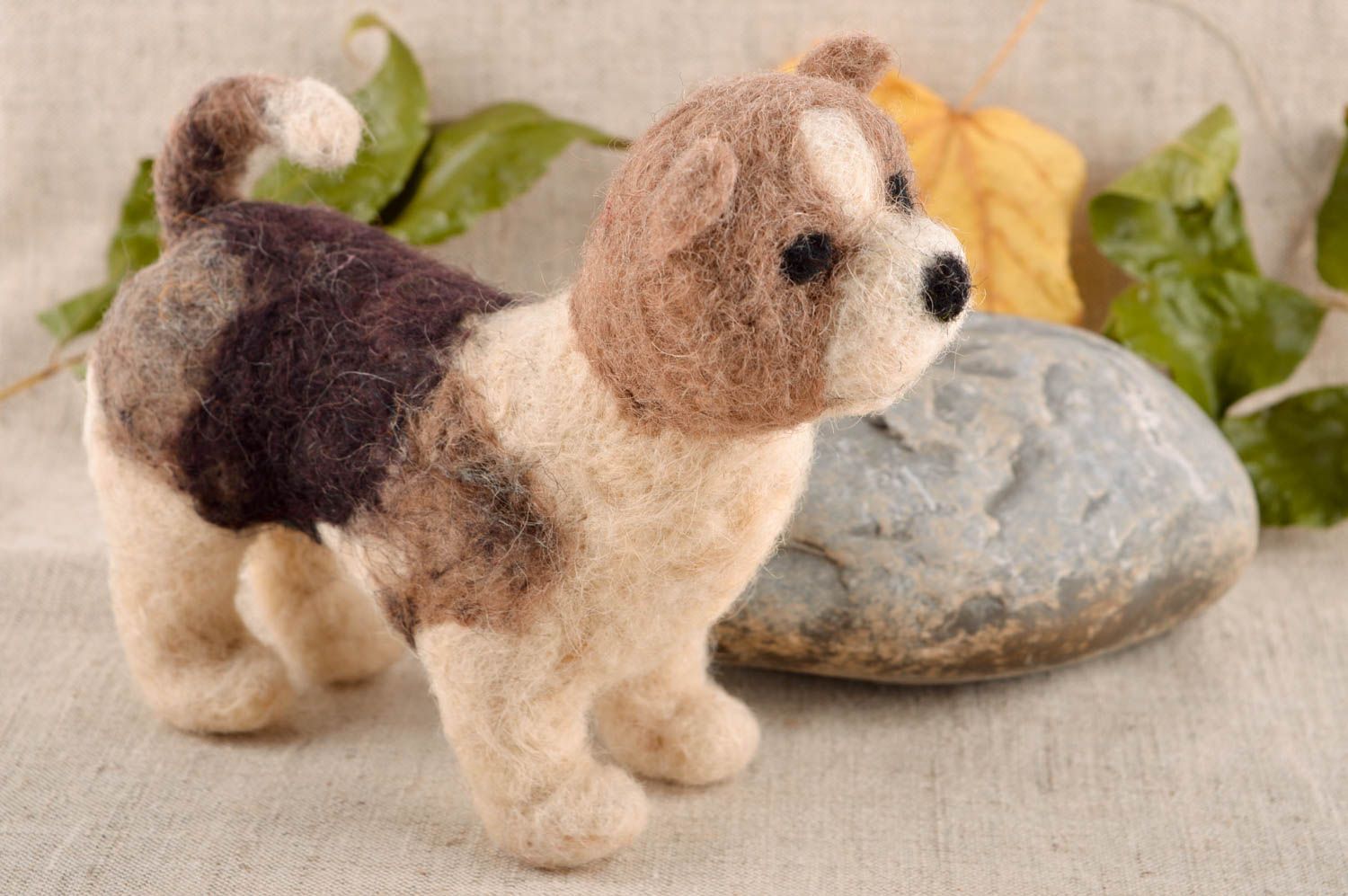Weiches Hund Kuscheltier handmade kleines Wolle Spielzeug Geschenk für Kinder foto 1