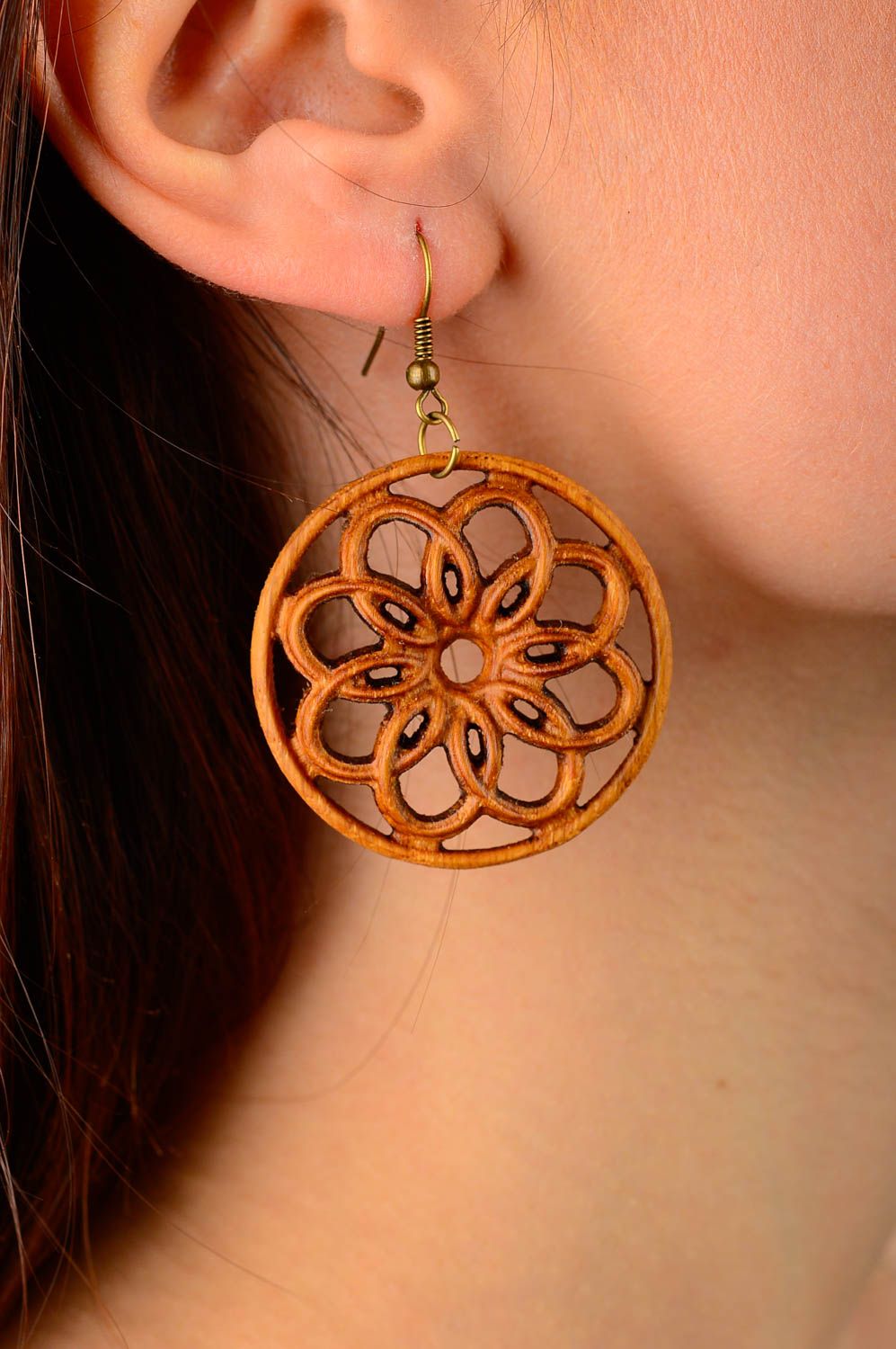 Fashion earrings wooden jewelry designer accessories cute earrings wood earrings photo 1