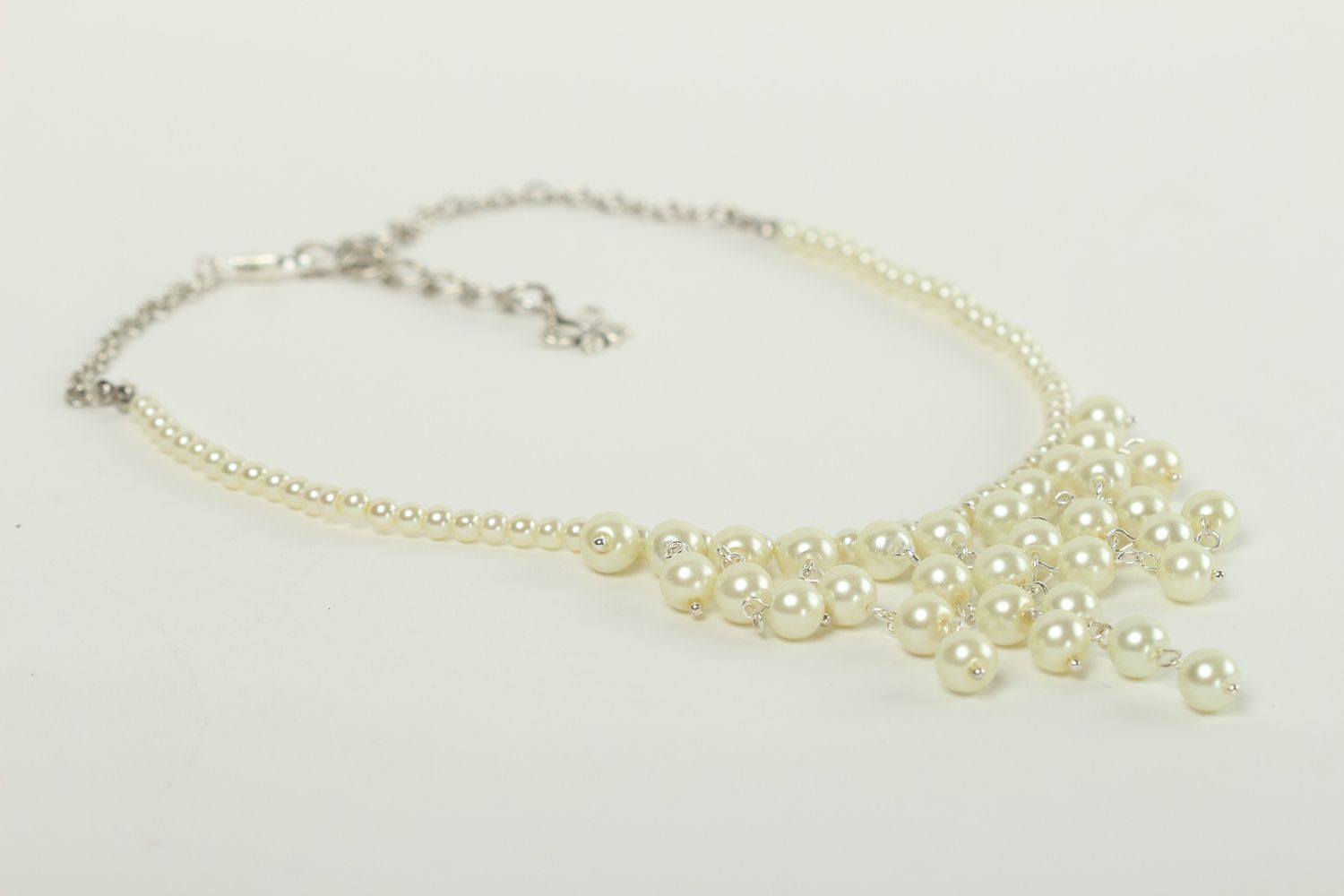 Handmade Perlen Schmuck Modeschmuck Collier Accessoire für Frauen schön weiß foto 3