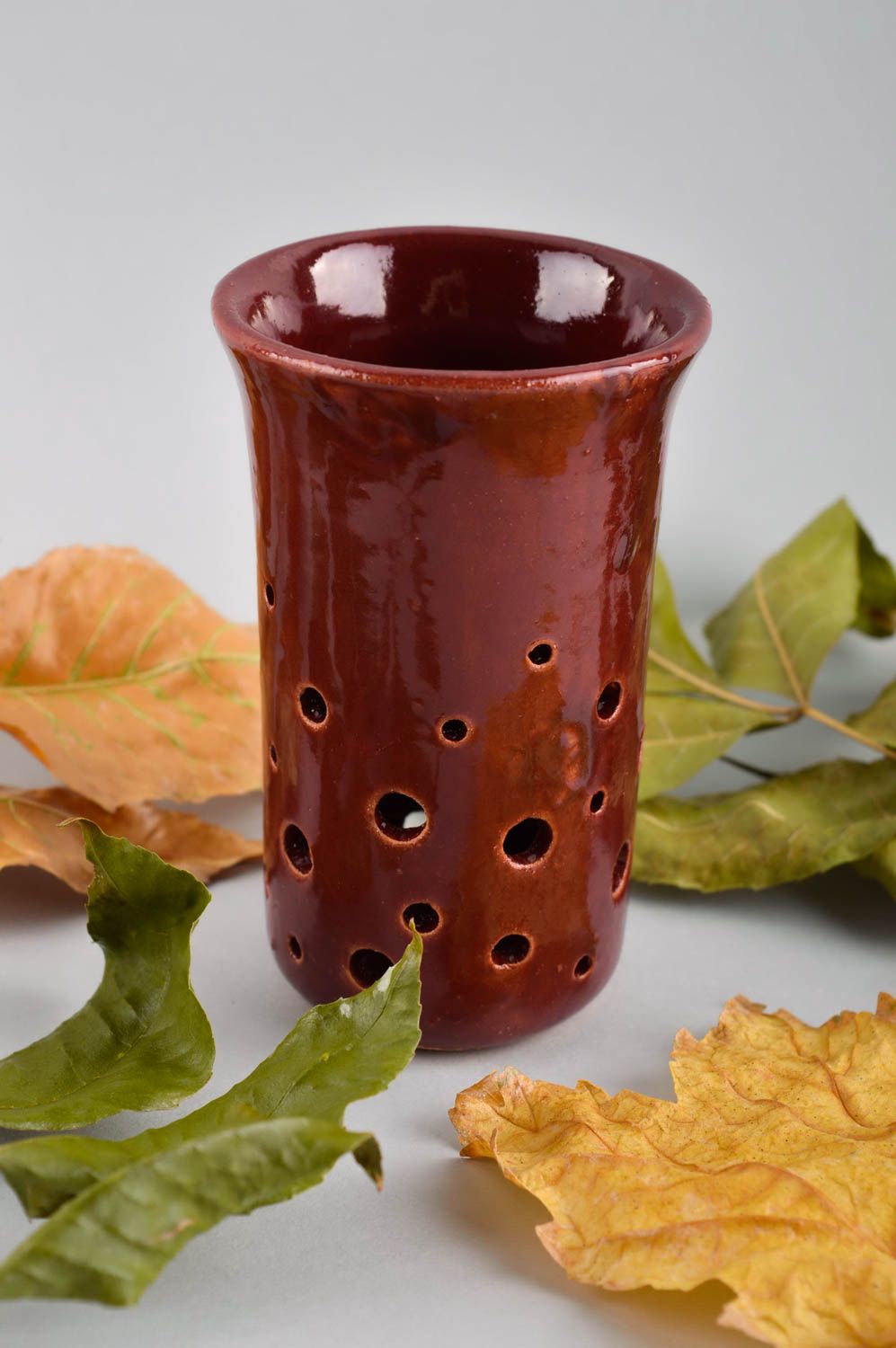 Brown handmade ceramic dry flowers' vase 5, 0,42 lb photo 1