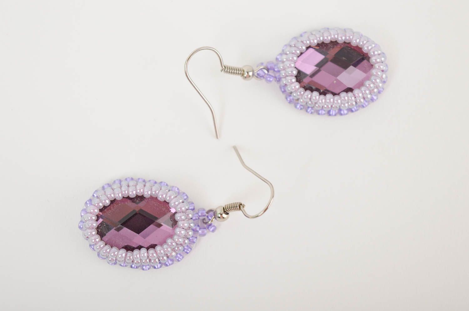 Small handmade beaded earrings glass cabochon earrings cool jewelry designs photo 4