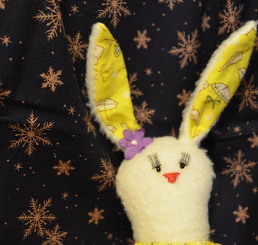 Homemade designer fabric soft toy hare with baby photo 2