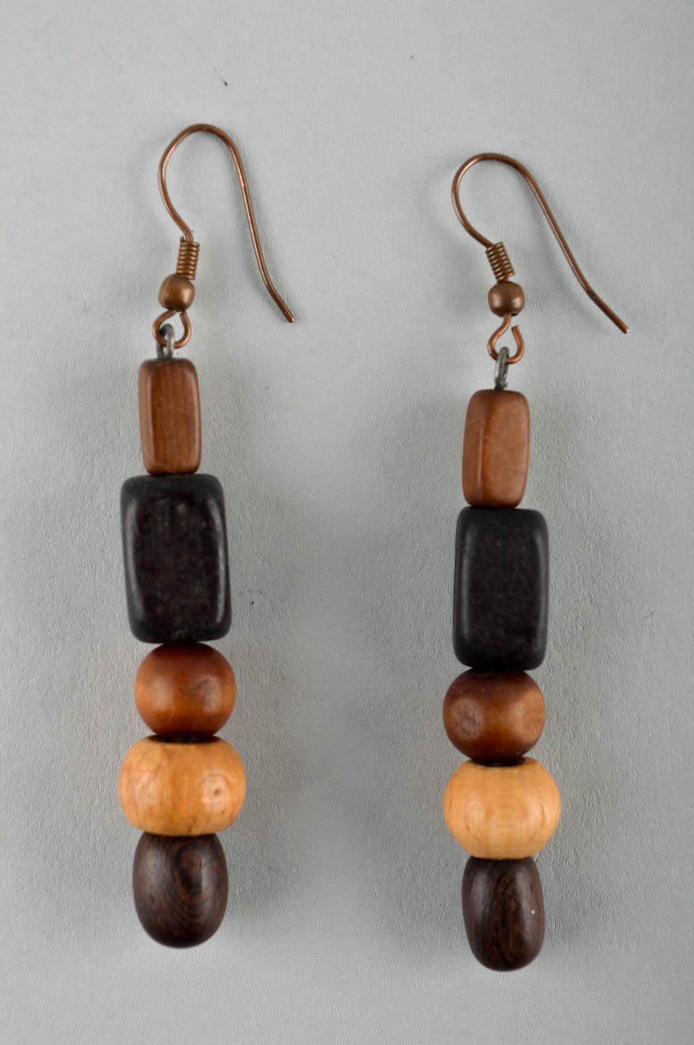 Stylish handmade wooden earrings beaded earrings wood craft gifts for her photo 3