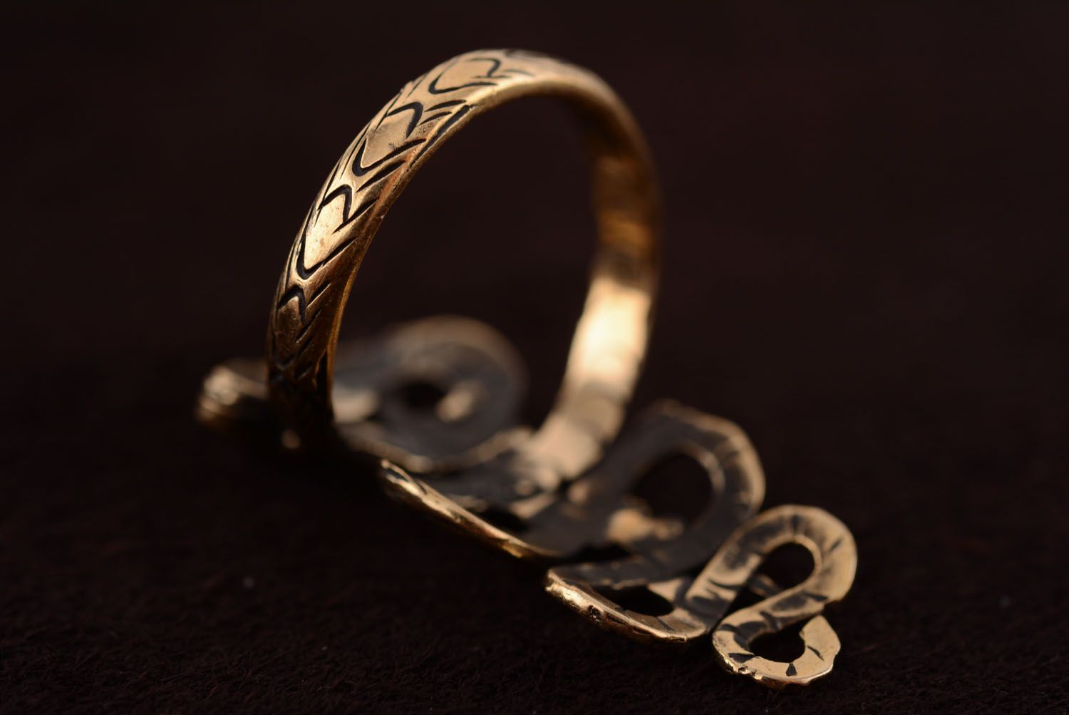 Unusual bronze ring photo 5