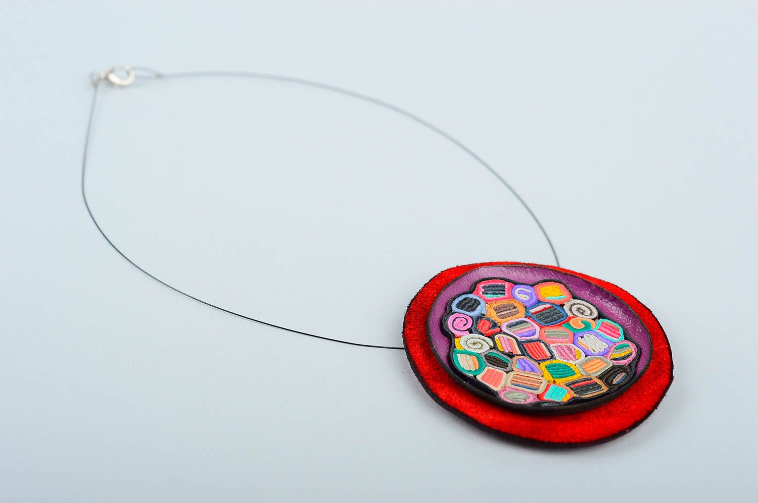 Handmade leather pendant handmade bright pendant design women pendant  photo 5