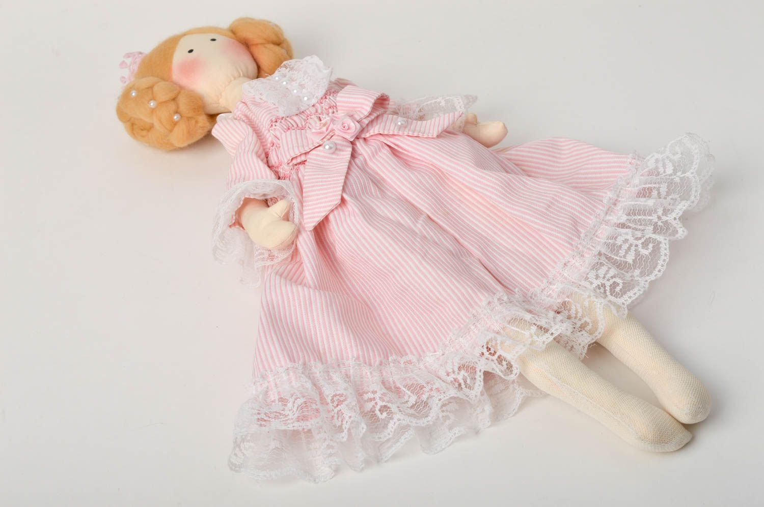 Beautiful handmade rag doll soft interior toy nursery design decorative use only photo 4