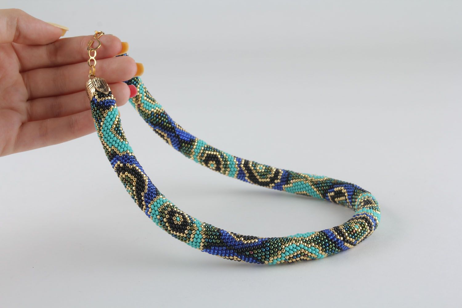 Rope necklace made of Czech and Japanese beads photo 4