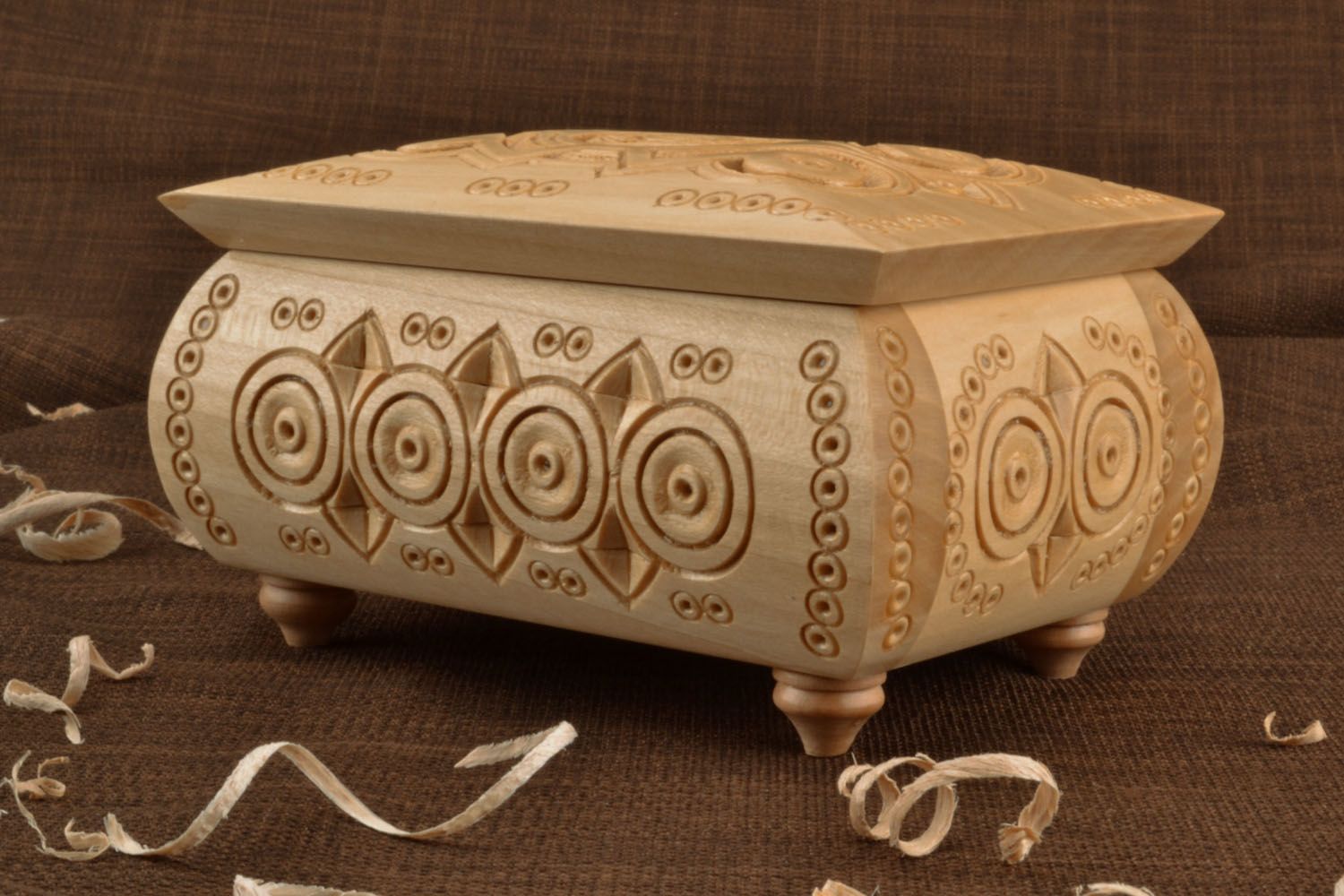 Carved wooden box photo 1