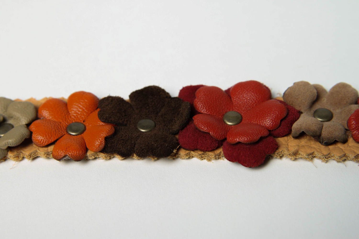 Handmade breites Lederarmband Armband mit Blumen Schmuck für Frauen bunt foto 4
