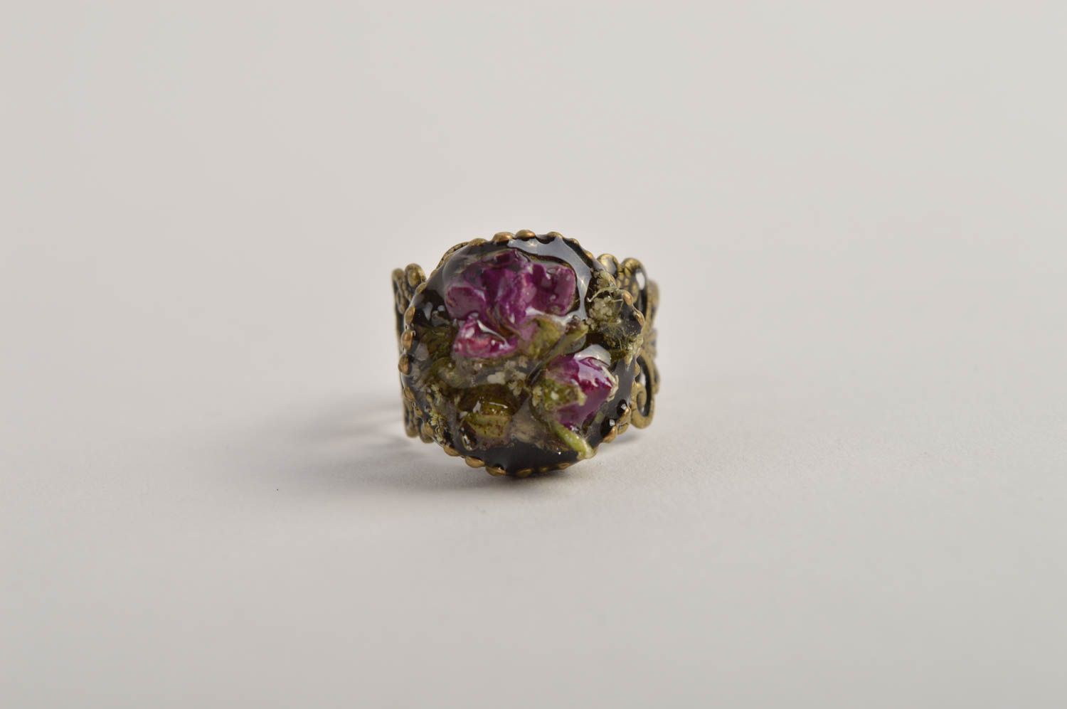 Handmade jewelry flower ring epoxy resin seal ring designer accessories photo 4
