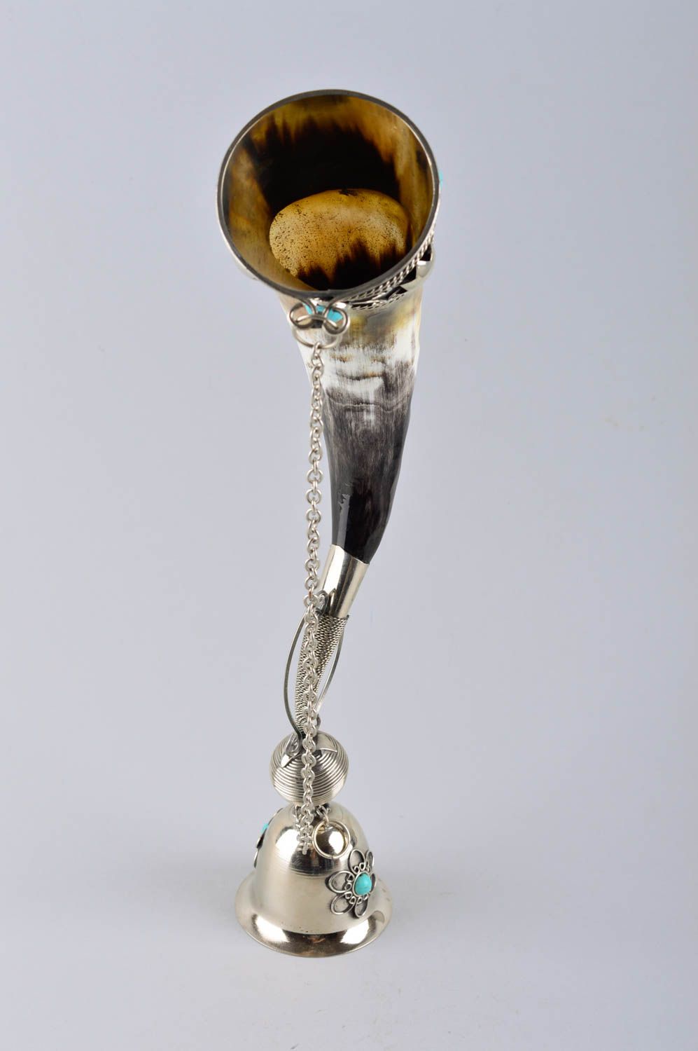 Unusual handmade wine glass stylish drinking horn handmade gifts table setting photo 3