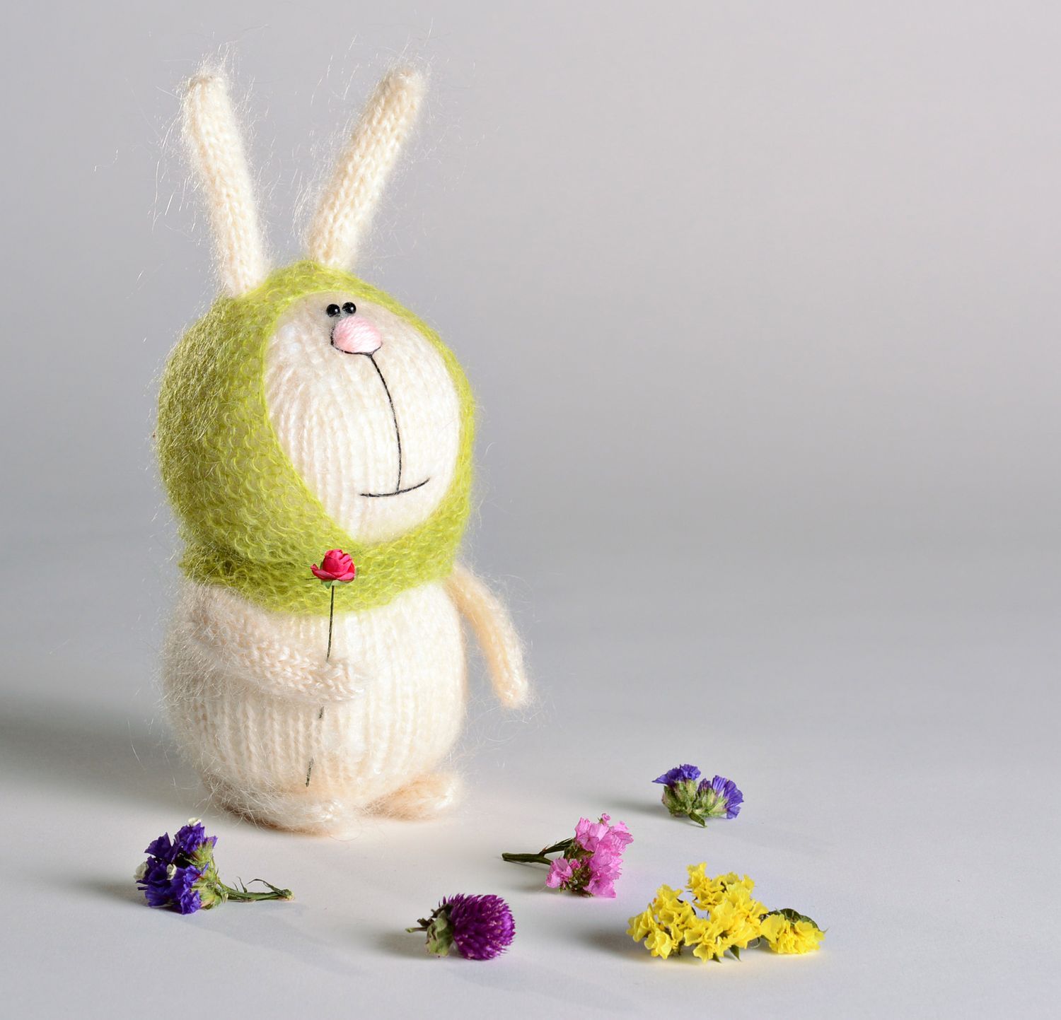 Toy knitted with mohair threads Hare photo 1