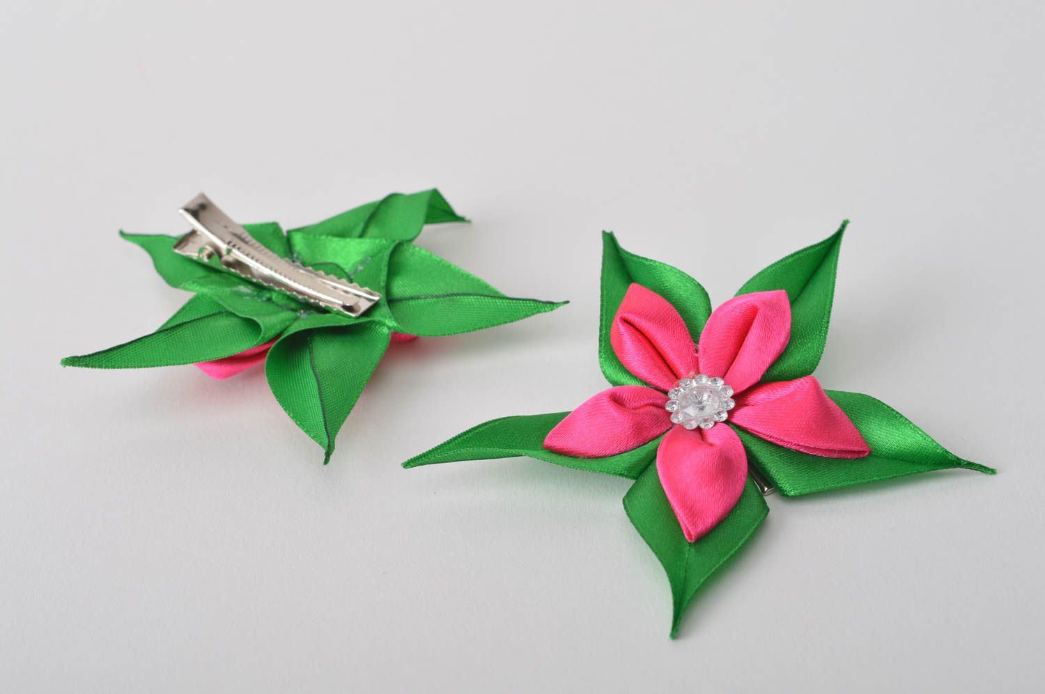 Handmade hair accessories jewelry set kanzashi flowers hair clips gifts for kids photo 3