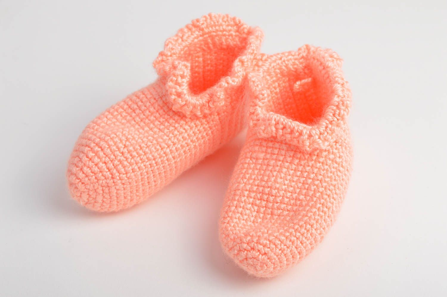 Chaussons bébé fait main Accessoire bébé Pantoufle tricot pour fille doux photo 4