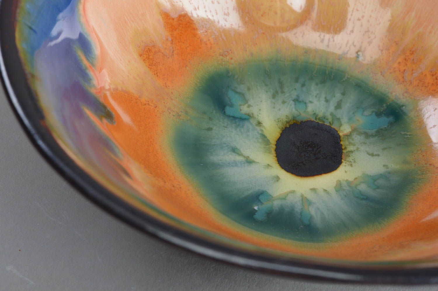 Joli bol porcelaine avec peinture fait main vaisselle insolite multicolore photo 3
