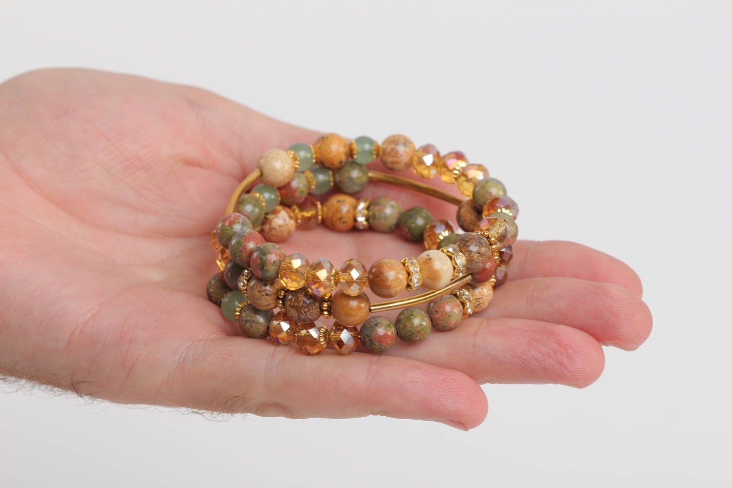 Bracelet en pierres design Bijou fait main Accessoire femme agate jaspe photo 5